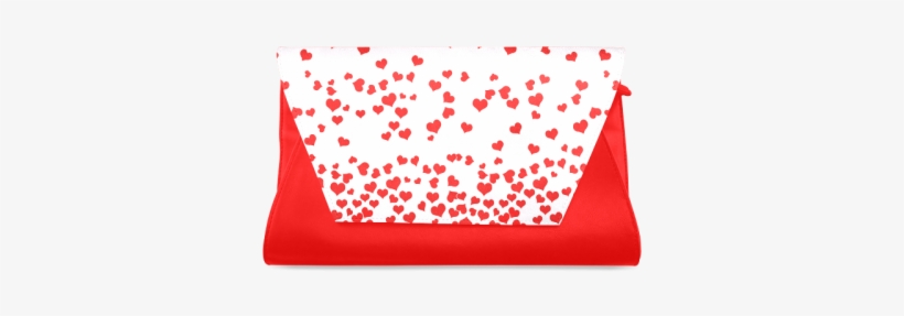 Red Falling Hearts On Pink Clutch Bag, transparent png download