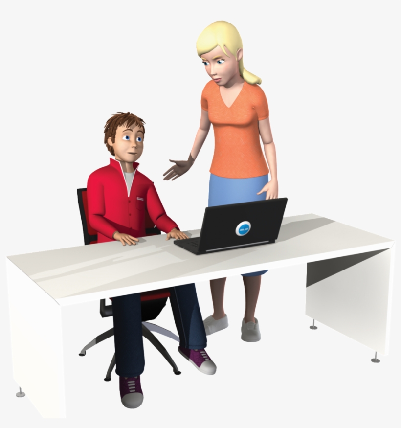 Adult Child Computer - Adult At A Computer Png, transparent png download