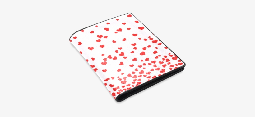 Red Falling Hearts On Pink Men's Leather Wallet - Paper, transparent png download