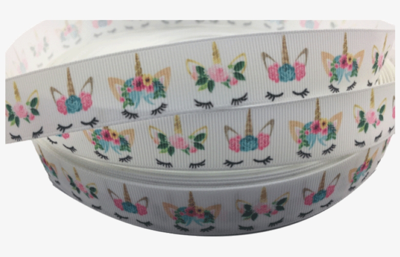 Unicorn Face Printed Grosgrain Ribbons 7/8" - Ribbon, transparent png download