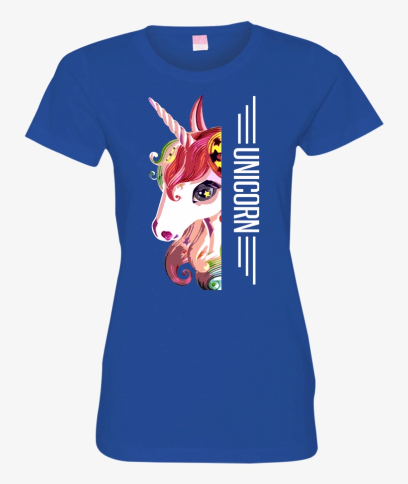 Unicorn Half Face Tshirt 3516 Lat Ladies' Fine Jersey - Adidas Gardians Of The Galaxy, transparent png download