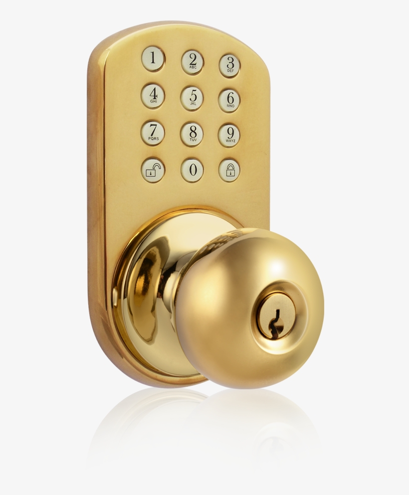 Keyless Entry Knob Door Lock With Electronic Digital - Milocks Tkk-02p Keyless Polished Brass Entry Knob, transparent png download