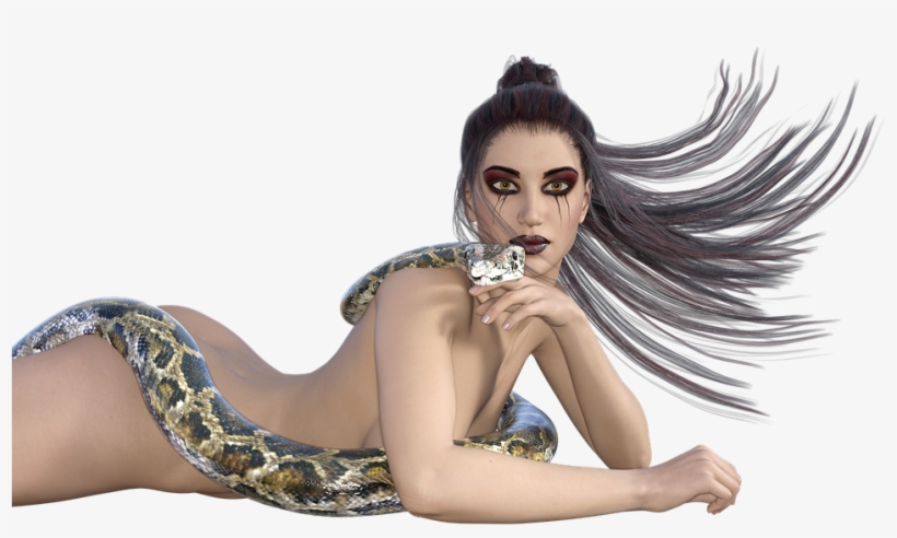 Woman, Snake, Fantasy, Femininity, Sexy, Amazone - Sexy Woman With Snake, transparent png download