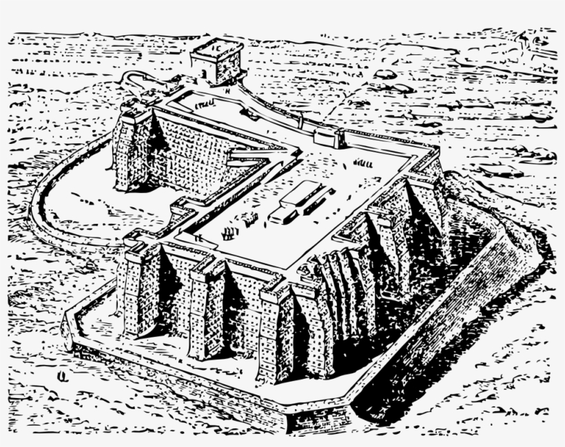 Egyptian Ruins At Semneh Black White Line Art 999px - Illustration, transparent png download