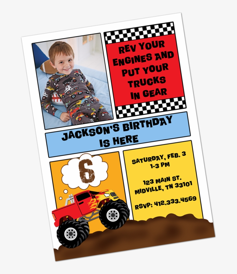 Monster Truck Digital Invitation Digital Invitations - Toddler, transparent png download