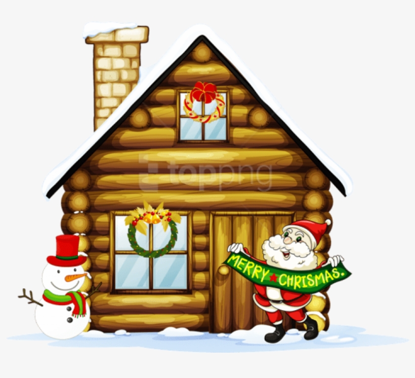 Free Png Transparent Christmas House With Santa And - Santa Claus House Drawing, transparent png download