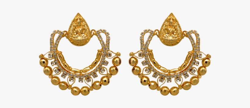 Traditional Ethnic Gold Plated Laxmi Ji Dangler Earrings - Earrings, transparent png download