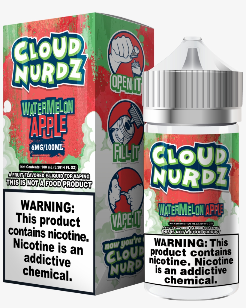 Cloud Nurdz Watermelon Apple 100ml Vape Juice - Cloud Nurdz Watermelon Apple, transparent png download