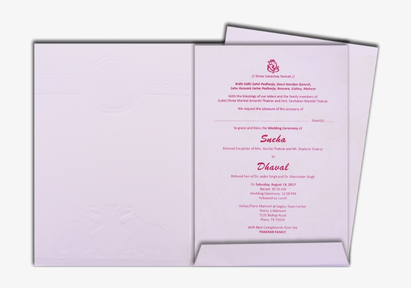 Hindu Wedding Cards - Brochure, transparent png download