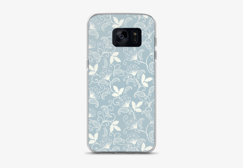 Blue And White Floral Pattern Samsung Case - Wallpaper, transparent png download