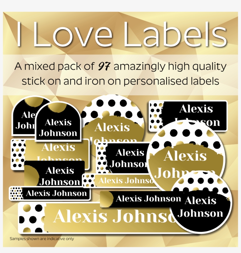 Black & Gold Dots I Love Labels, transparent png download