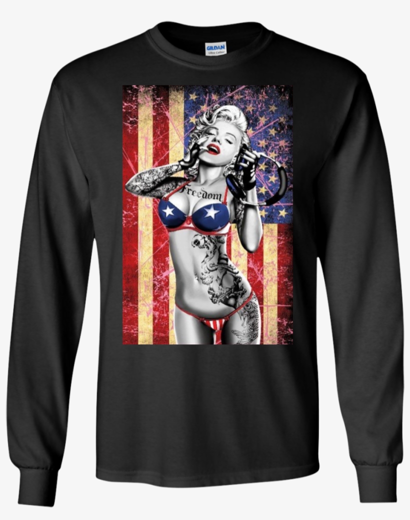 Marilyn Monroe Bikini American Flag Patriotic T Shirt - Patriotic Shirts, transparent png download