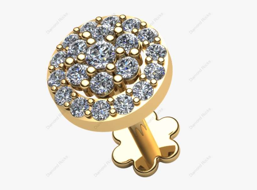 22cts Brilliant Diamond Nose Pin Threaded In 18 K Gold - Nose Pin Gold Design, transparent png download