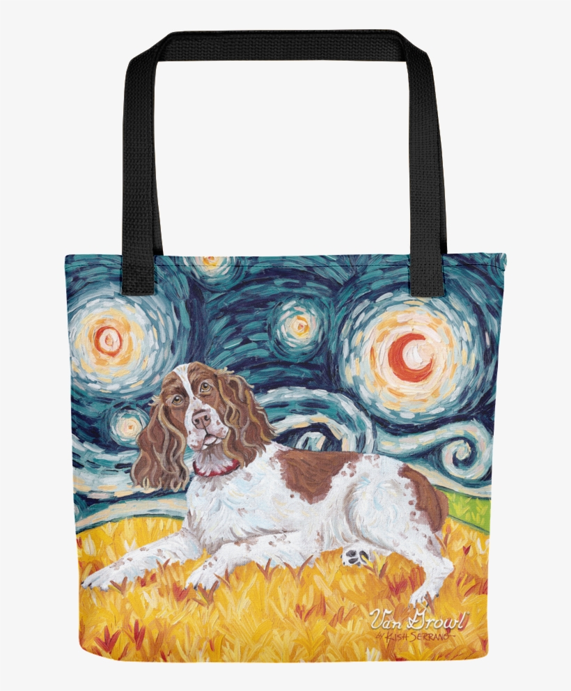 English Springer Spaniel Starry Night Tote - Van Growl - Westie On A Starry Night, transparent png download
