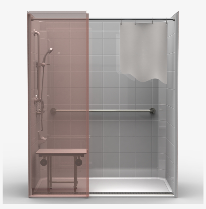 Ada Roll-in Shower One Piece 63×37 8″ Tile Look - Bathroom, transparent png download