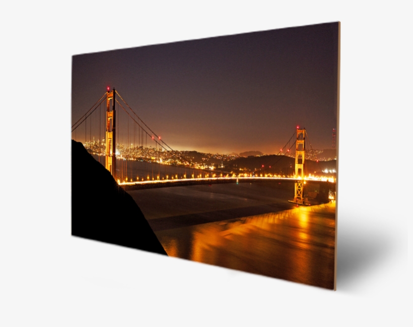 Night Look Golden Gate Bridge - Self-anchored Suspension Bridge, transparent png download