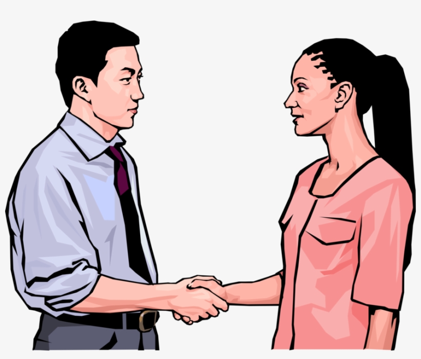 Vector Illustration Of Business Associates Shake Hands - Men And Women Shaking Hands, transparent png download