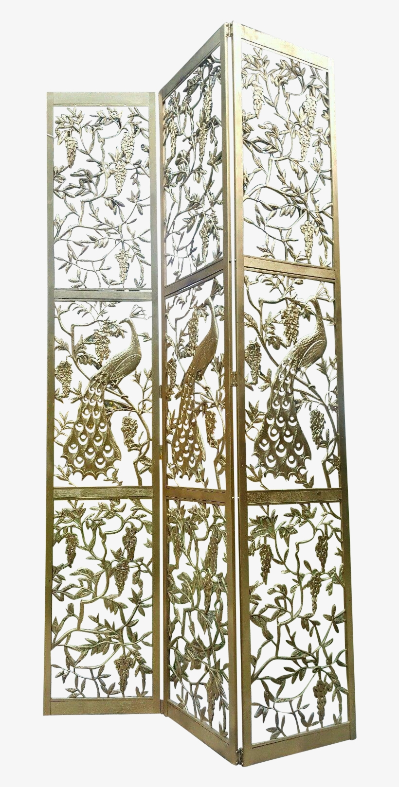 Vintage Gold Peacock Room Divider On Chairish - Room Divider Gold Vintage, transparent png download