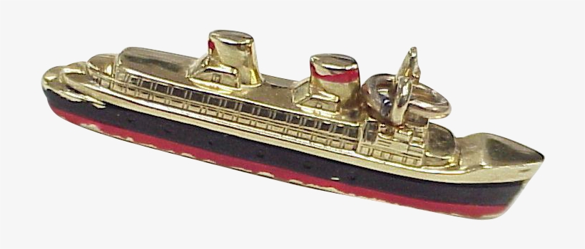 Vintage European 9k Gold Travel Charm, Ocean Liner - Steamboat, transparent png download