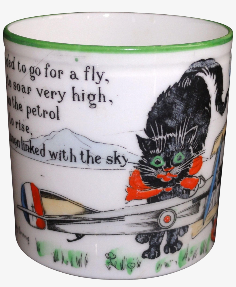 Scarce Childs Mug Cat Pilot Flying Stunt Ww1 Biplane - Ceramic, transparent png download
