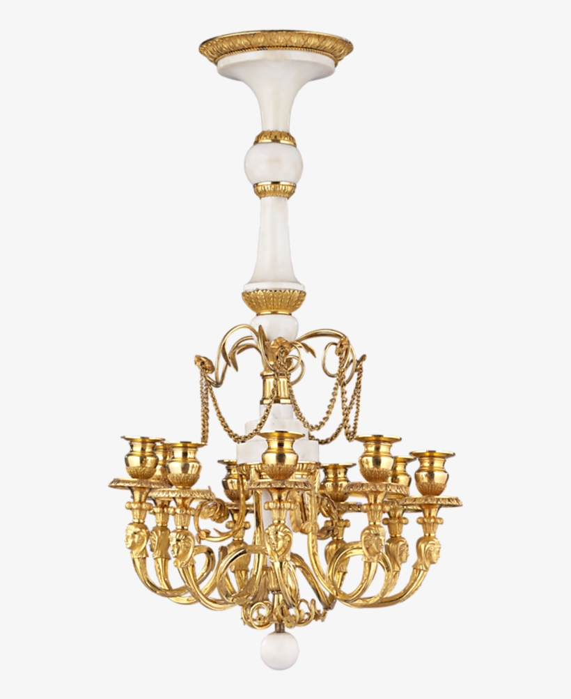 White Marble And Gilt Bronze Russian Chandelier - Chandelier, transparent png download