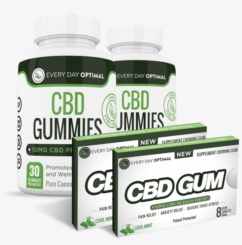 2 Bottles 10mg Cbd Gummies And 2 Packs Of Cbd Chewing - Fruit, transparent png download