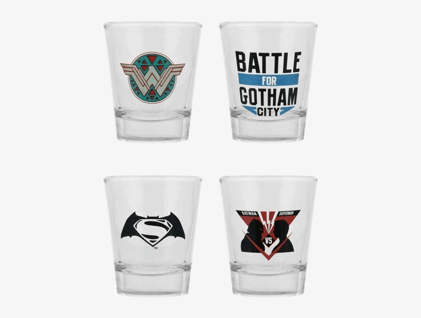 Batman V Superman Shot Glass Set Of - Pint Glass, transparent png download