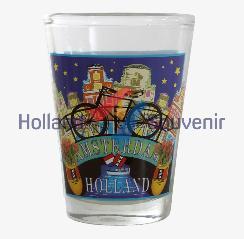 Shotglass Amsterdam Bridge Bicycle - Pint Glass, transparent png download