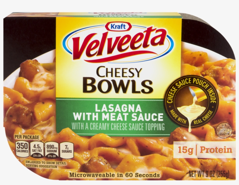 Kraft Velveeta Cheesy Bowls Lasagna With Meat Sauce, - Velveeta Cheesy Bowls, transparent png download