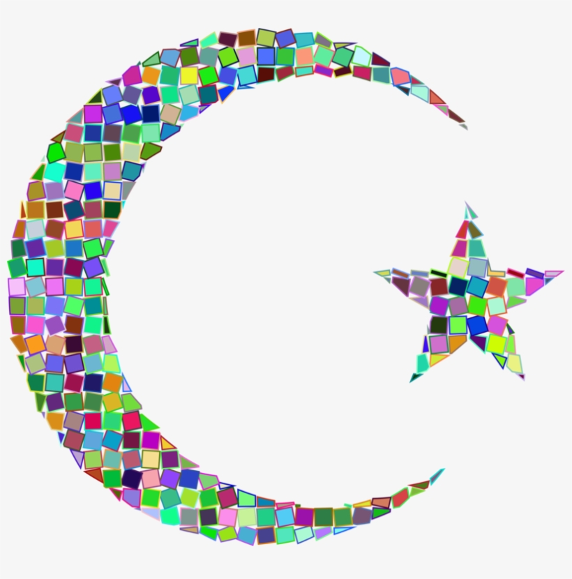 Star And Crescent Moon Circle - Crescent Moon And Star Mosaic, transparent png download
