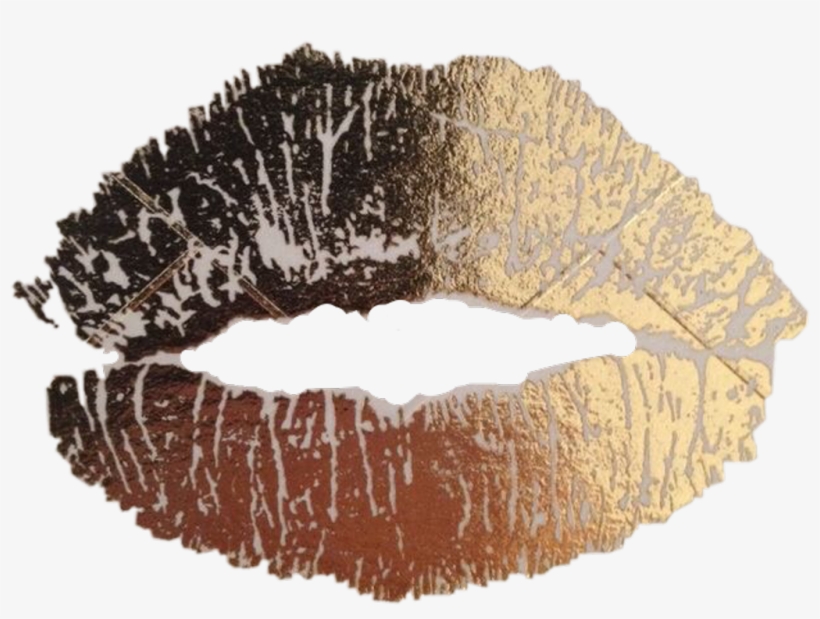 #stickers #kiss #kissmark #lips #gold #freetoedit - Gold On Lips, transparent png download