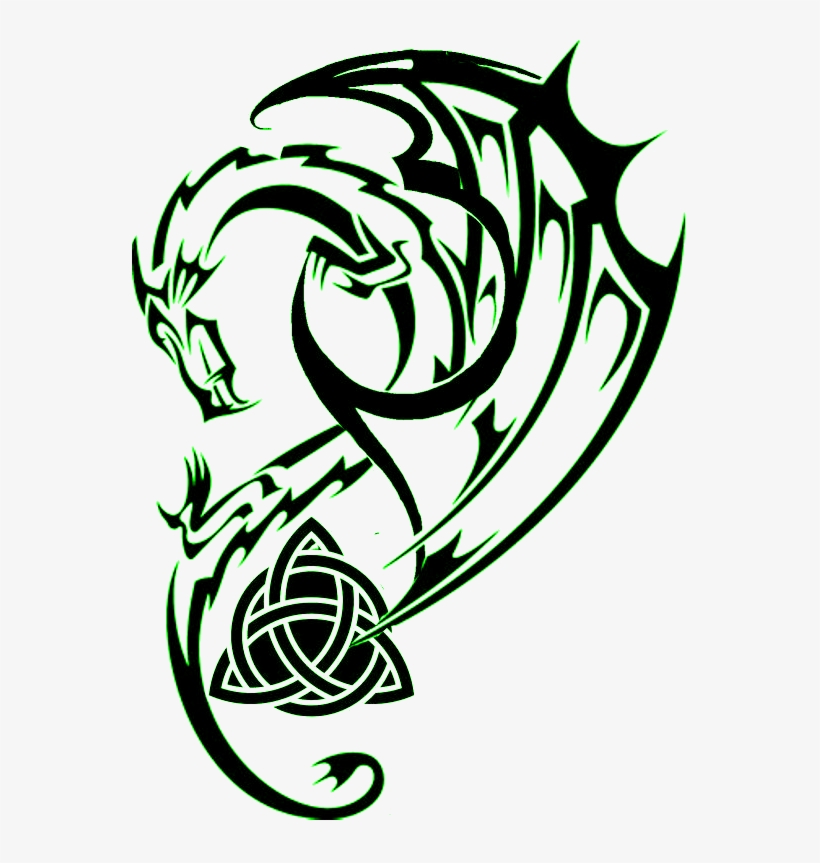 432lrkq - Tribal Dragon Heart Tattoo, transparent png download