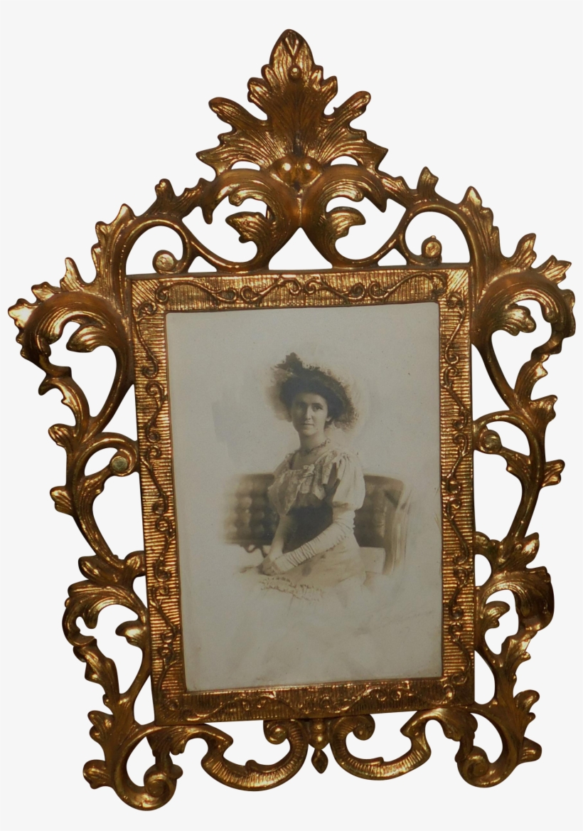 Antique Signed Photo Portrait Of Victorian Lady In - Heavy Metal Frame Png, transparent png download
