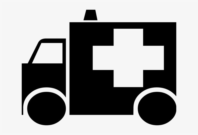 Ambulance Clipart Icon - Black And White Ambulance, transparent png download