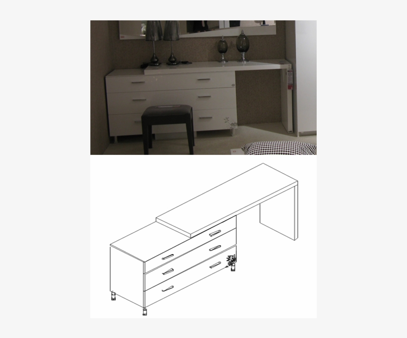 R Series Expandable Dressing Table - Drawer, transparent png download