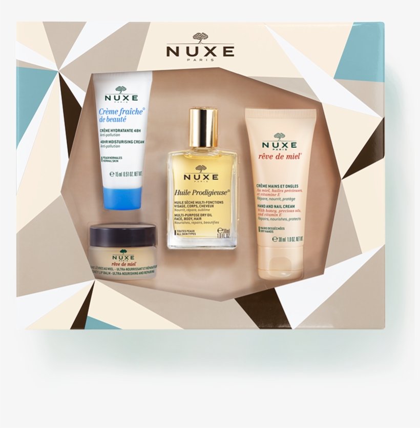 Gift Set With Dry Oil, Lip Balm, Hand Cream & Moisturising - Nuxe Best Seller Set, transparent png download