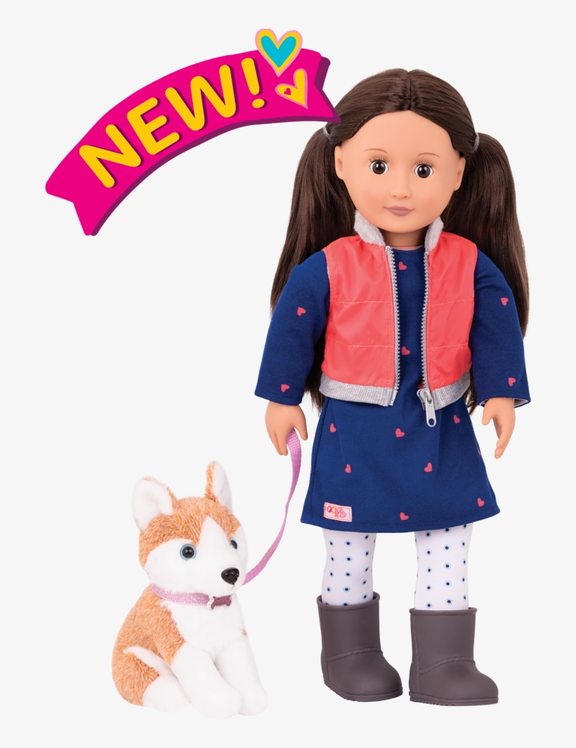 Leslie And Husky 18-inch Doll And Pet - Our Generation Doll With Dog, transparent png download