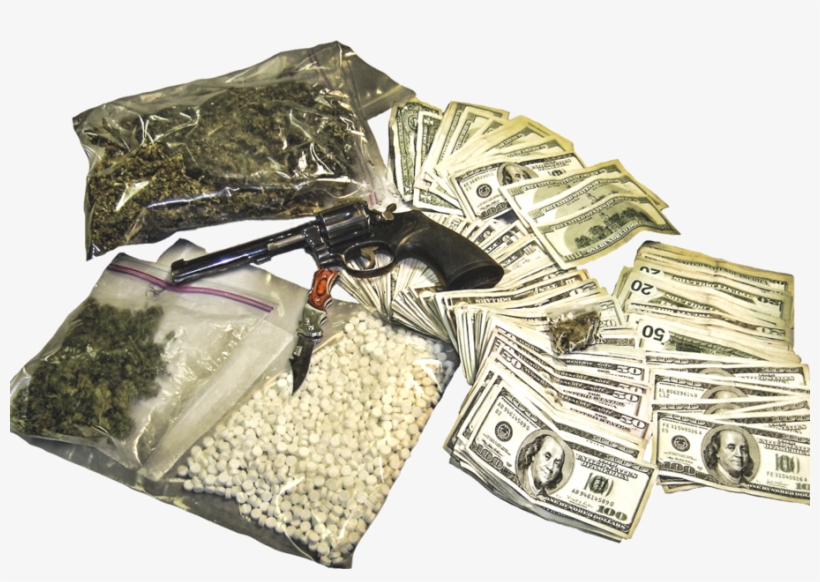 Gun Knife Drugs Money, transparent png download