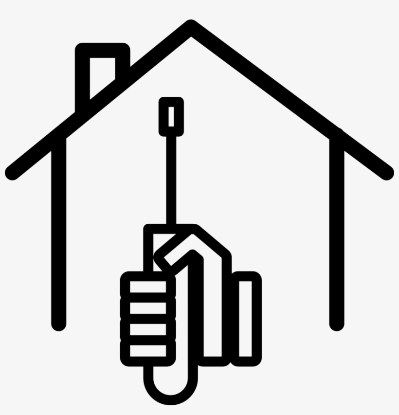Screwdriver On Hand And House Outline Comments - Paint Roller, transparent png download
