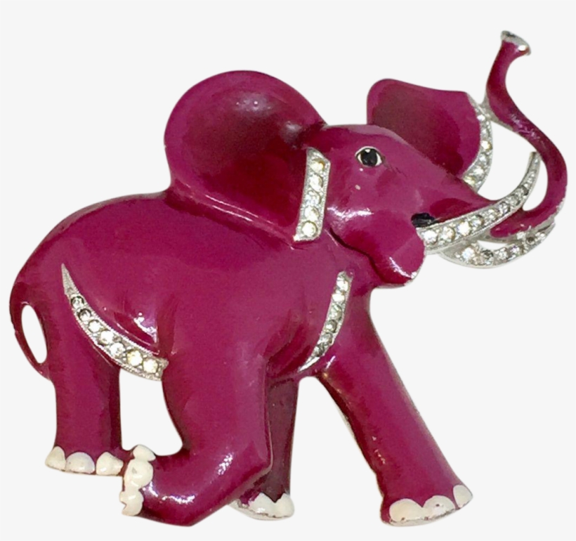 Trifari Enamel Republican Elephant Fur Clip Pin - Indian Elephant, transparent png download