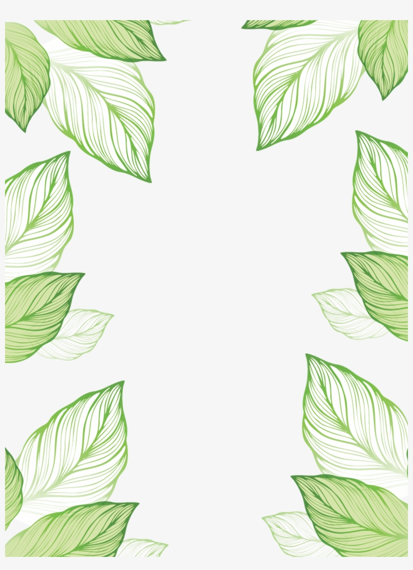 Green Leaves Border Leaf Hand-painted Hd Image Free - Motif, transparent png download