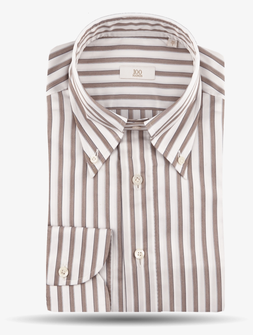 100handsstriped Brown And White Gold Line Tailored - Formal Wear, transparent png download