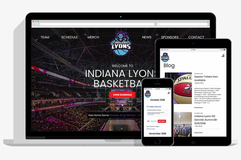 Indiana Lyons Basketball Responsive Website Design - Beauty Salon Responsive Template, transparent png download
