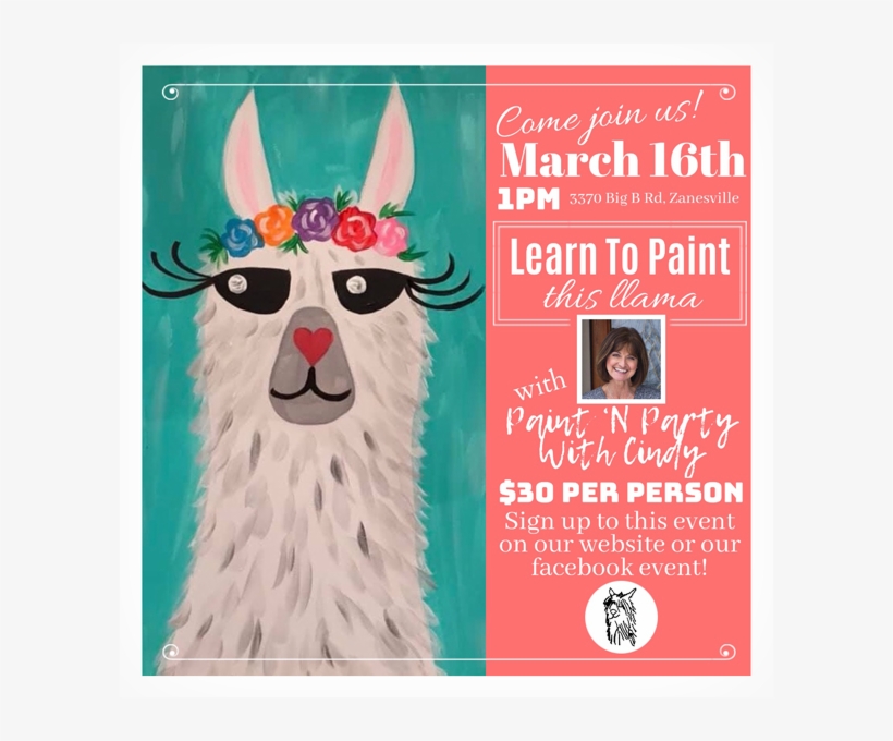Sping Acres Alpacas Learn To Paint This Llama - Poster, transparent png download