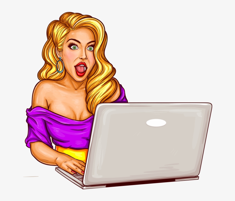 Девушка С Ноутбуком Арт, transparent png download