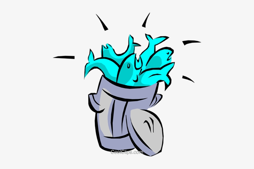 Fish And Garbage Can Royalty Free Vector Clip Art Illustration - Fish In Garbage Can, transparent png download