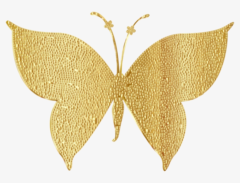Clipart Gold Tiled Butterfly Clip Art - Butterfly Clipart Gold, transparent png download