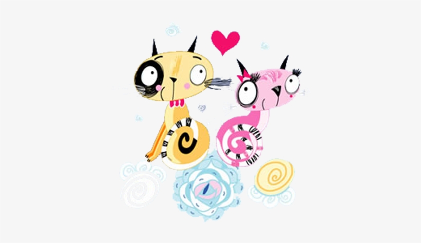 Two Cute Little Cat Painting 550*550 Transprent Png - Cat Lady Square Car Magnet 3" X 3", transparent png download