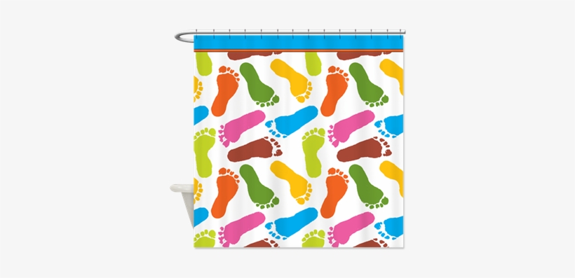 Colorful Footprints On White Shower Curtain Great For - Colorful Footprints On White Back Copy - Shower Curtains, transparent png download