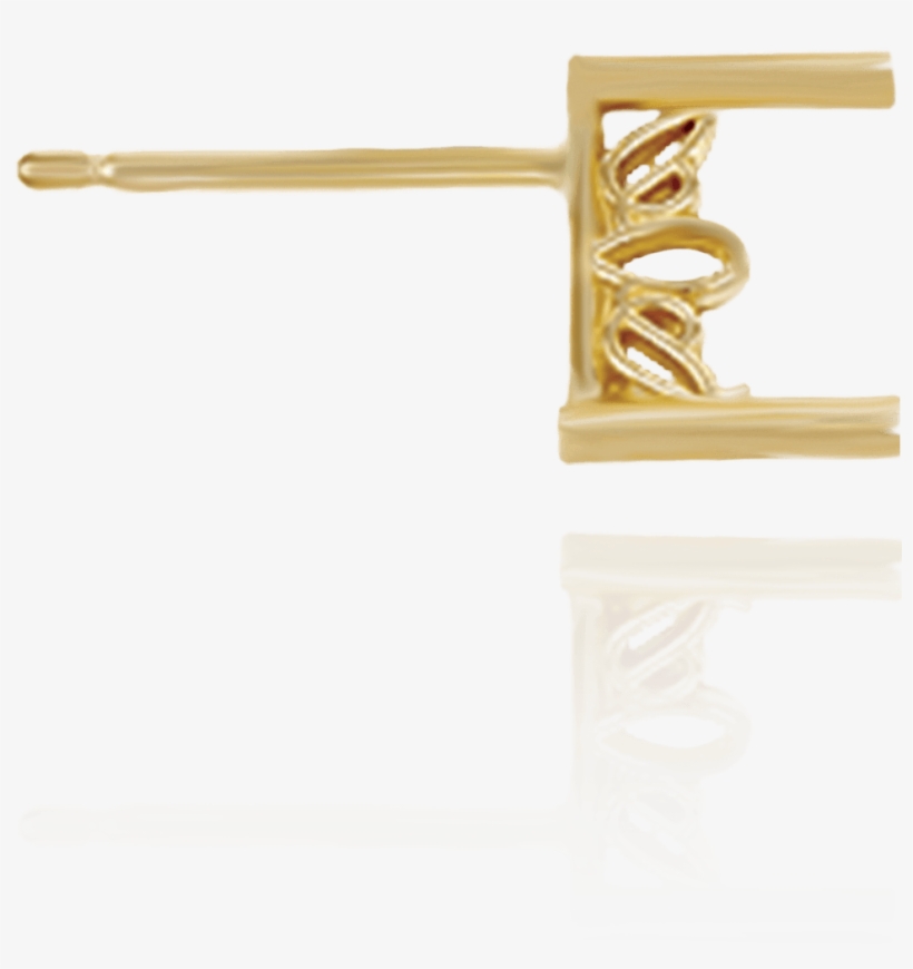 14k Gold Triangle Filigree Earrings - Wood, transparent png download